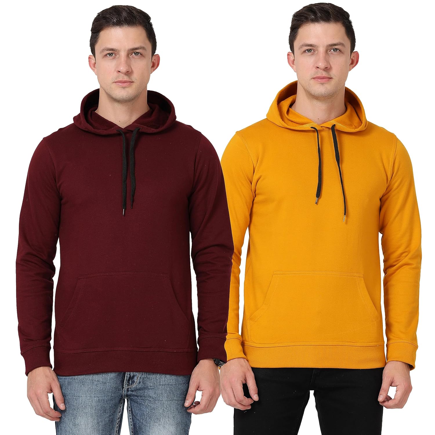 FLEXIMAA Men's Cotton Hooded Neck Solid Full Sleeve Hoodies with AWG All Weather Gear Hoodies for Men