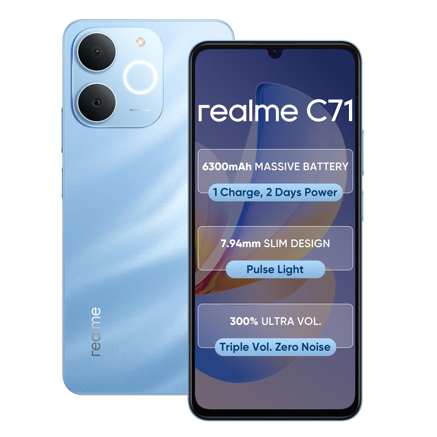realme C71 4G Smartphone 6GB+128GB Sea Blue, 6.745 inch Screen, realme NARZO N65 5G